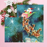 Convite Convocação para Arrecadação Voadora Vintage Santa<br><div class="desc">Este convite de Natal é a encantadora cena do Papai Noel. Ele está trazendo presentes para todas as crianças boas. Esta temporada convida sua família e amigos para um Natal antigo. O tempo está acabando este ano? Use o download e a impressão dos convites ou simplesmente envie-os para o Facebook....</div>