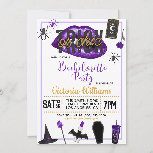 Convite Convocação para Bachelorette de Halloween de Truqu (Frente)