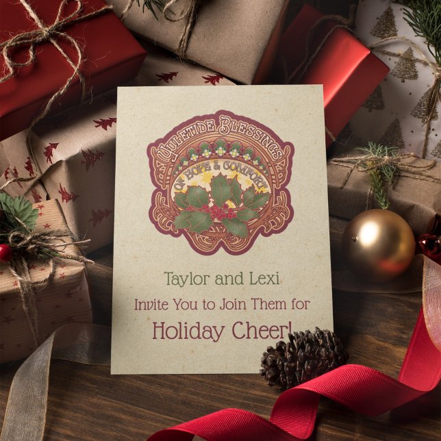 Convite Convocação para Bênçãos de Natal e Yule (Christmas and Yule Blessings Folded Invitation)