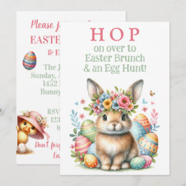Convite Convocação para Bunny Rabbit Brunch e Caça de Ovos
