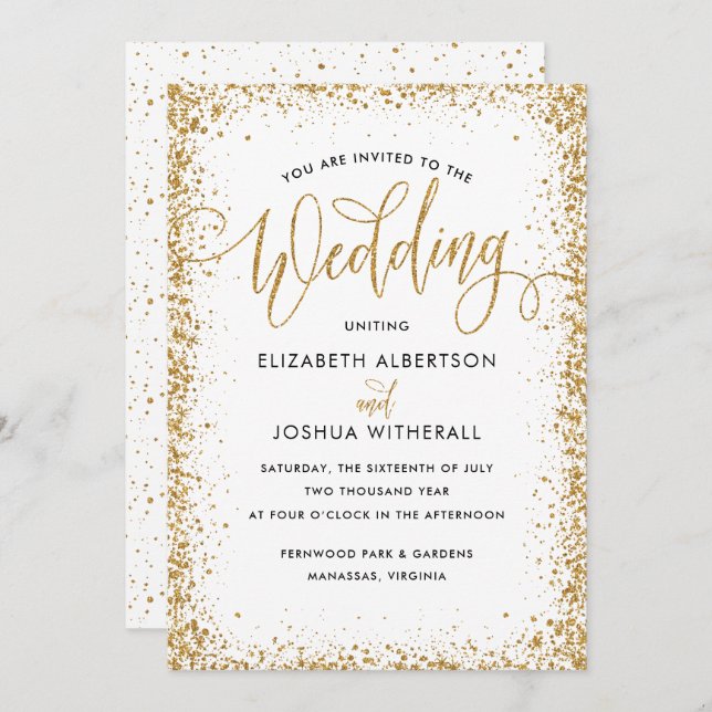 Convite Convocação para Casamento com Literatura Dourada F (Frente/Verso)