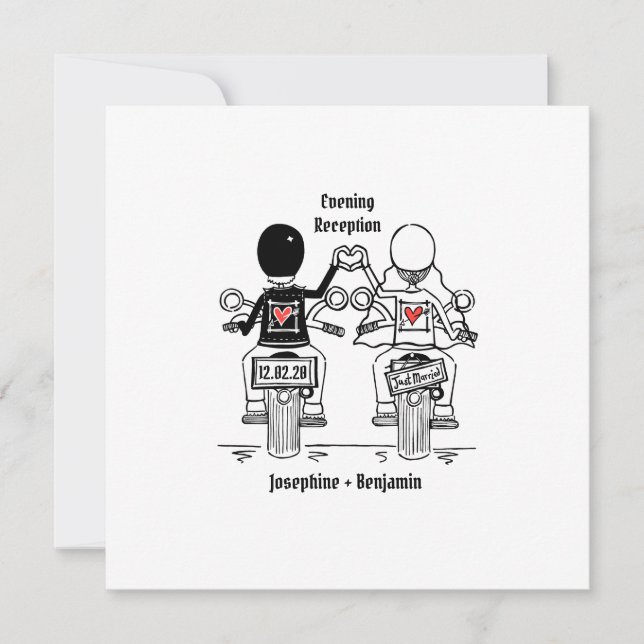 Convite Convocação para Casamento da Noite de Motocicleta  (Frente)