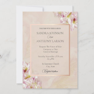 Convite Convocação para Casamento de Azalea, Rosa Dourado