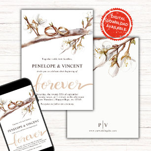 Convite Convocação para Casamento de Cherry Blossoms