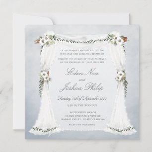 Convite Convocação para Casamento de Chuppah Branco Dust