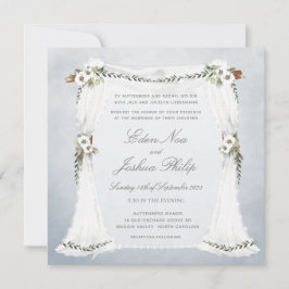 Convite Convocação para Casamento de Chuppah Branco Dusty