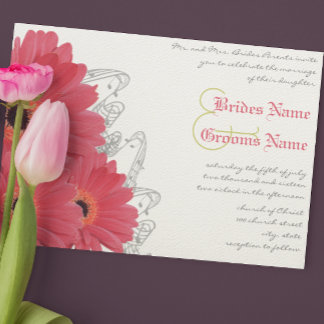 Convite Convocação para Casamento de Coral & Orange Gerber