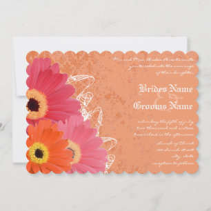 Convite Convocação para Casamento de Coral & Orange Gerber