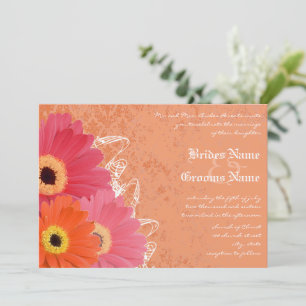 Convite Convocação para Casamento de Coral & Orange Gerber
