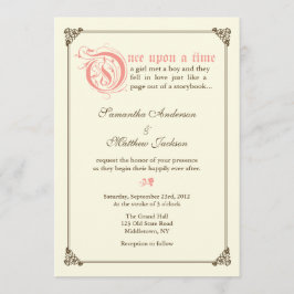 Convite Convocação para Casamento de Fairytale - Rosa