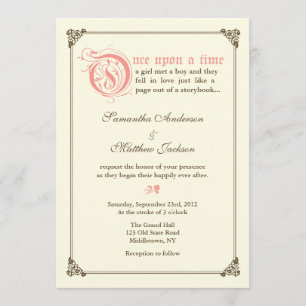 Convite Convocação para Casamento de Fairytale - Rosa
