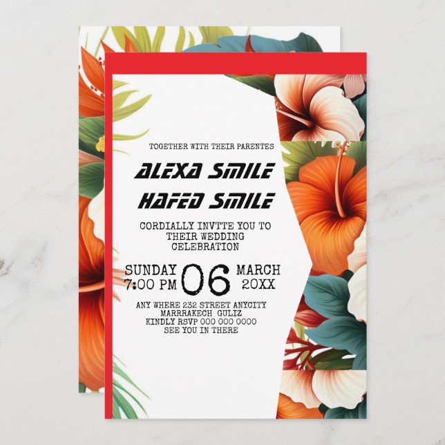 Convite Convocação para Casamento de Gatefold, Wed Bonito (Frente/Verso)