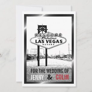 Convite Convocação para Casamento de Las Vegas Black White