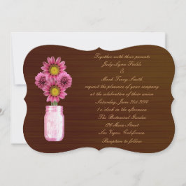 Convite Convocação para Casamento de Mason Jar, Rosa-Rosa-