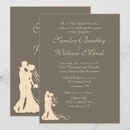 Convite Convocação para Casamento de Sandstone Brown e Cre
