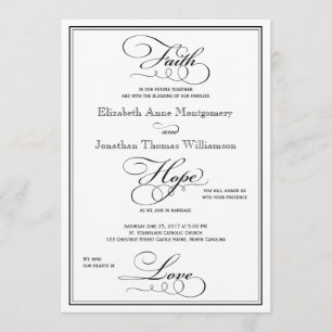 Convite Convocação para Casamento de Script de Amor Faith 