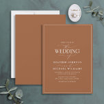 Convite Convocação para Casamento de Terracotta<br><div class="desc">Trendy, elegante e moderno, esta simples, minimalista terracota e design de casamento da tipografia branca apresenta 'O Casamento de' em caligrafia moderna e texto Serif como a principal reportagem de design, e é baseada no nosso convite de chá de panela mais vendido. A parte traseira da placa apresenta uma textura...</div>