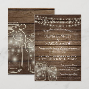 Convite Convocação para Casamento do Elegante Rustic Mason