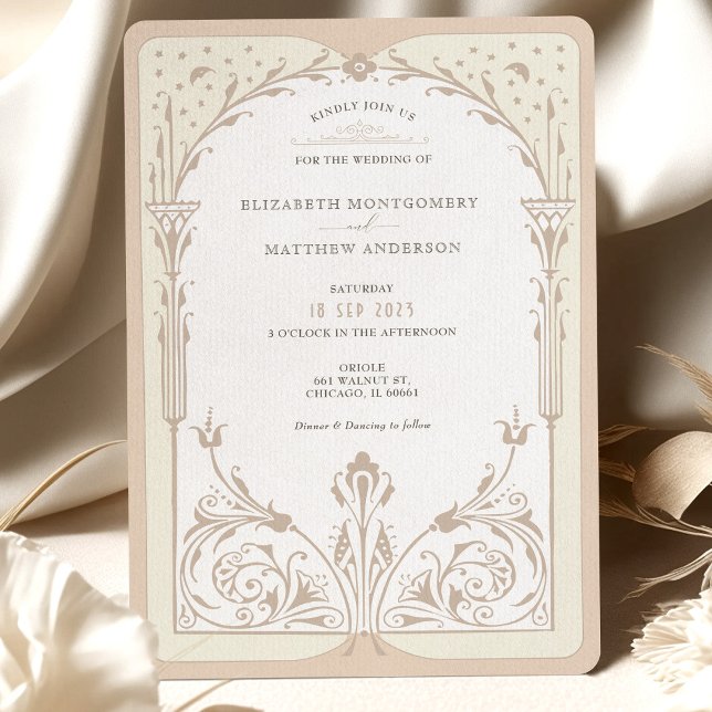 Convite Convocação para Casamento do Storybook Cream Taupe (Criador carregado)