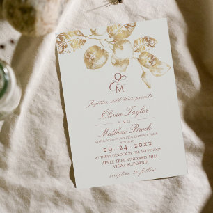 Convite Convocação para casamento Dourado e de Boho Modern