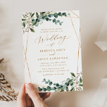 Convite Convocação para Casamento Dourado Rustic Eucalyptu<br><div class="desc">Esta elegante coleção do Rustic Greenery apresenta uma mistura de botânica verde-aquática,  um roteiro de caligrafia moderno,  emparelhado com uma letra serif clássica em preto e um monograma personalizado no verso. Itens correspondentes disponíveis.</div>