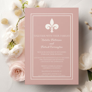 Convite Convocação para Casamento Dusty Rosa Fleur de Lis