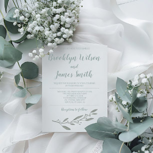 Convite Convocação para casamento elegante Floral Sage Gre