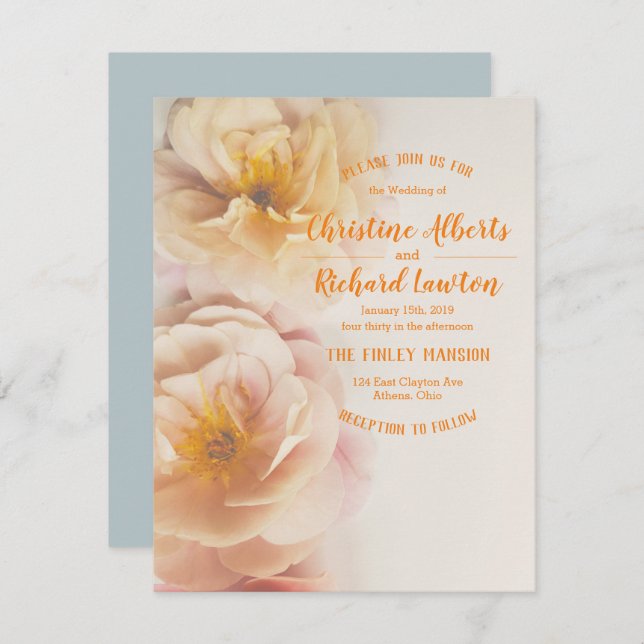 Convite Convocação para Casamento Floral de Tambores Dista (Frente/Verso)