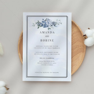 Convite Convocação para Casamento Floral Dusty Blue & Beig