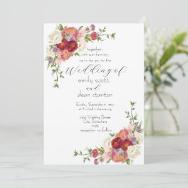 Convite Convocação para Casamento Floral Neutral Boho