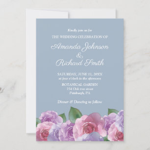 Convite Convocação para Casamento Floral Púrpura Púrpura D