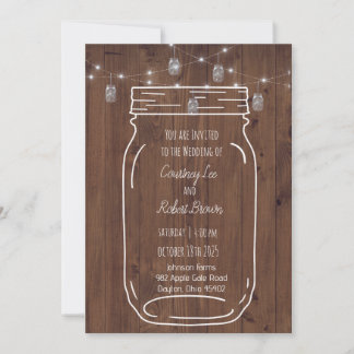 Convite Convocação para Casamento Rustic Jar Twinkle