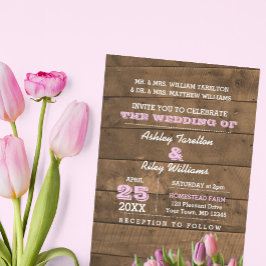 Convite Convocação para Casamento Rustic Tulips & Barnwood