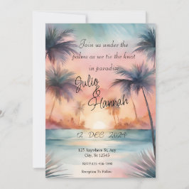 Convite Convocação para Casamento Solitário da Árvore Palm