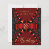Convocação para Casamento Vermelho+Negro Satin Gót