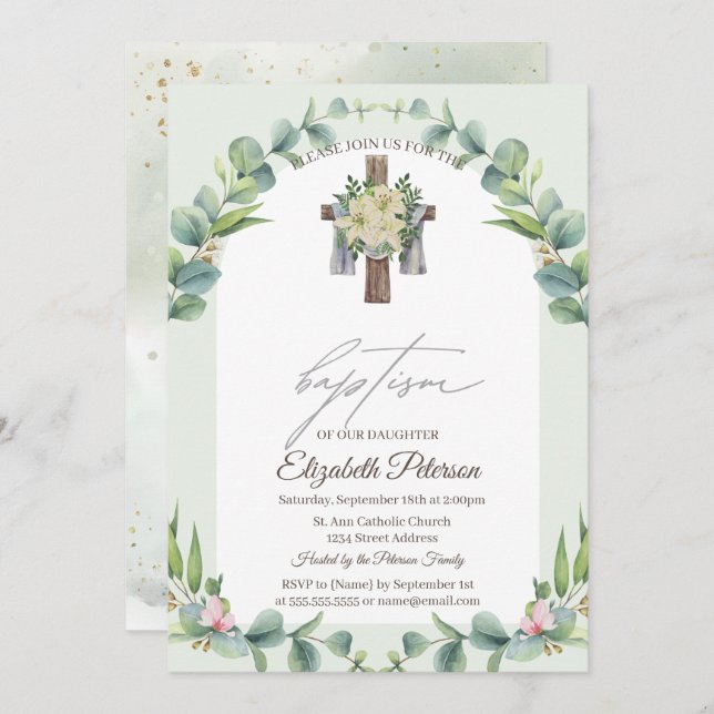 Convite Convocação para o batismo da madeira floral (Frente/Verso)