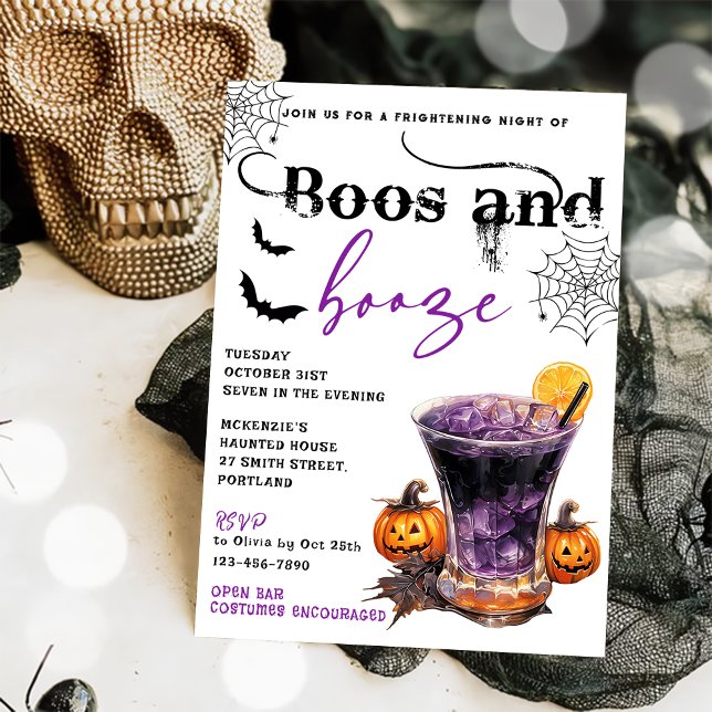 Convite Convocação para o Boos e Booze Halloween (Criador carregado)