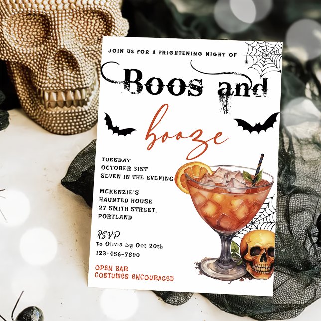 Convite Convocação para o Boos e Booze Halloween (Criador carregado)