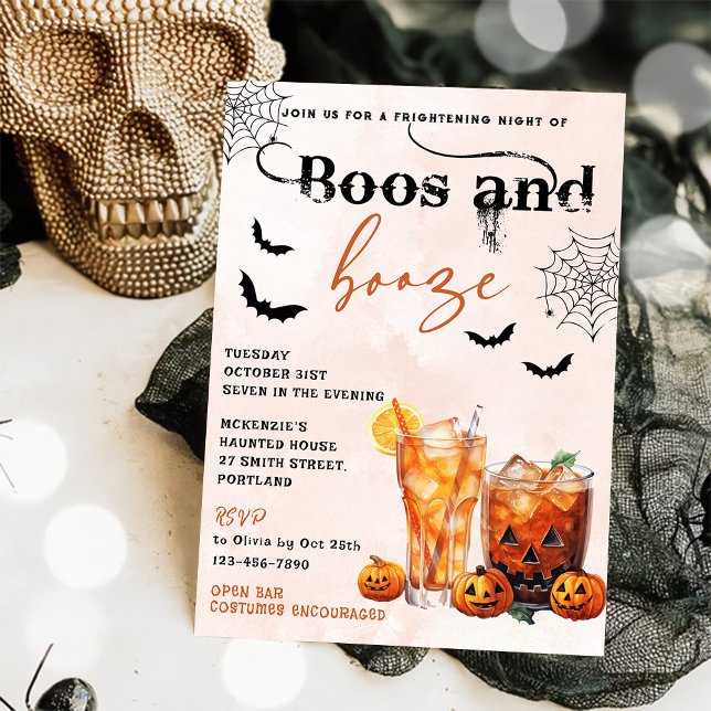 Convite Convocação para o Boos e Booze Halloween (Criador carregado)