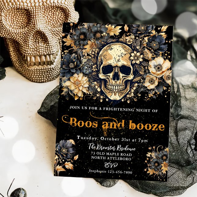 Convite Convocação para o Boos e Booze Halloween (Criador carregado)