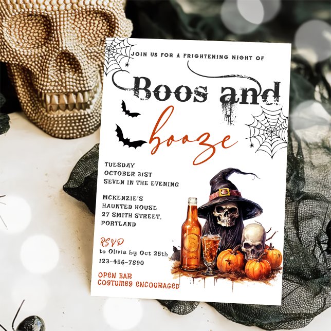 Convite Convocação para o Boos e Booze Halloween (Criador carregado)