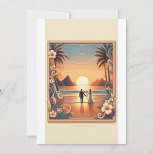 Convite Convocação para o Casamento de Beachside Sunset   