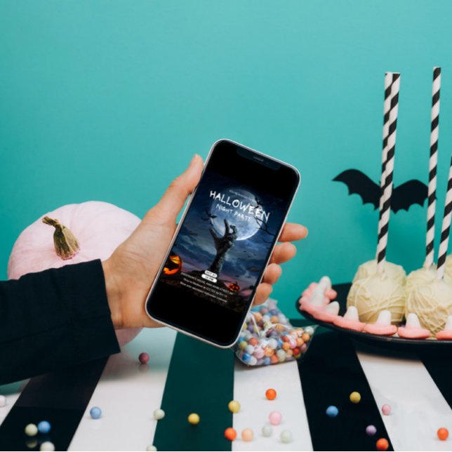 Convite Convocação para o Dia das Bruxas de Lua e Bony (Criador carregado)