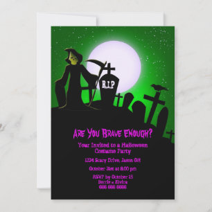 Convite Convocação para o Dia das Bruxas de Scary Grim Rea