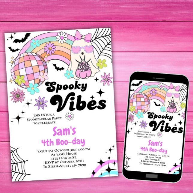 Convite Convocação para o Halloween Crianças Cute Retro Gh (Criador carregado)