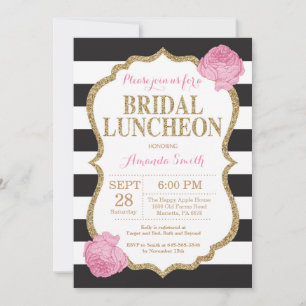 Convite Convocação para o Lunco Bridal, Rosa Preto e Doura