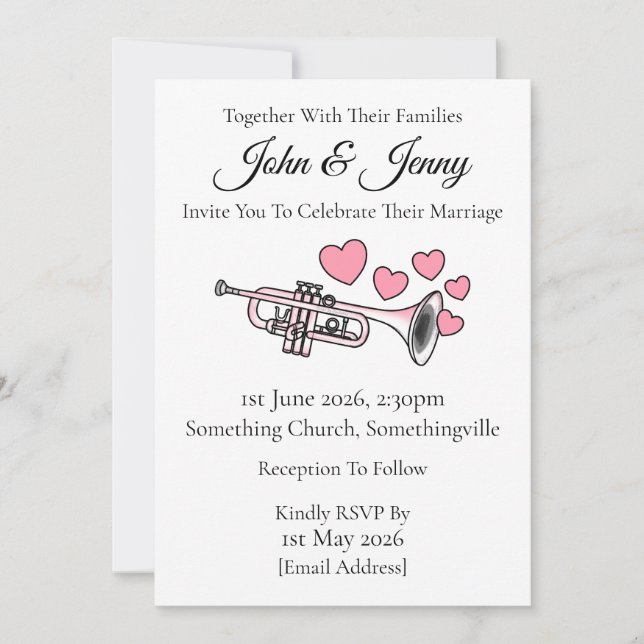 Convite Convocação para Trumpet Músicos de latão (Frente)