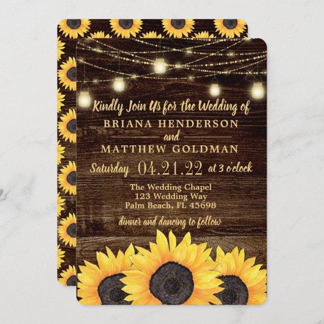 Convite Convocação Rustic Country Weding Mason Jar Lights (Frente/Verso)