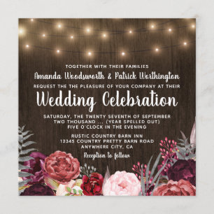 Convite Convocações para Casamento de Peônias de Marsala R