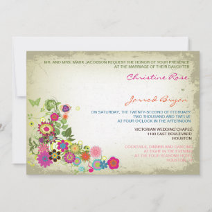 Convite Convocações para Casamento Floral de Entrada